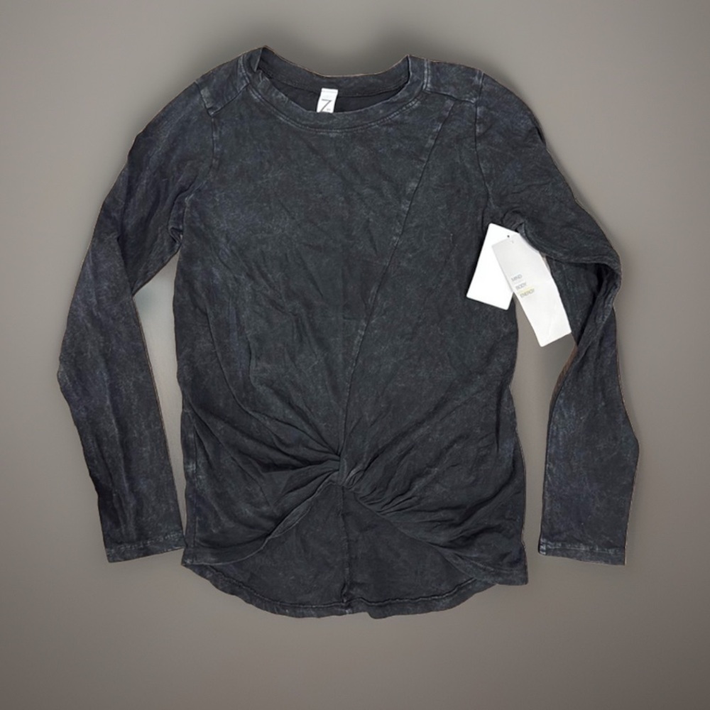NEW Zella girls size 8 10 faded black/gray twist long sleeve shirt
